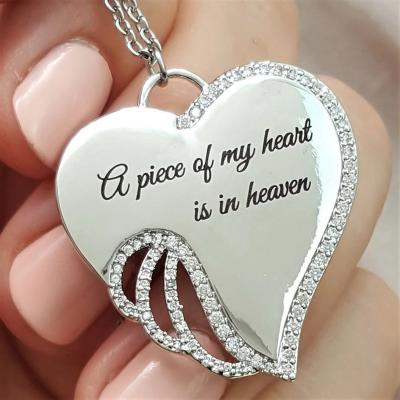 China Romantic Wholesale Cheap Silver Gold Chain Necklace for Mother's Day Angel Wings Heart Necklace for sale