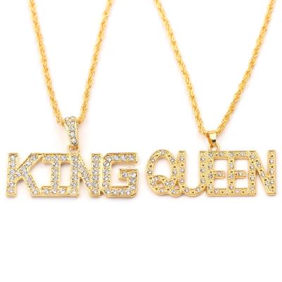 China HOT Alloy Hiphop Necklace Popular Style King and Queen Alphabet Punk Necklace for Couples for sale