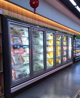 China Single-temperature air-cooled glass door refrigerator/upright commercial supermarket for seafood fridge for sale