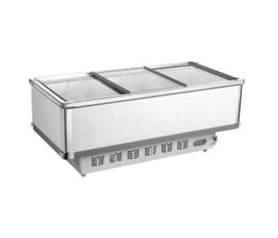 China Single-temperature -18~-22℃ Large Capacity Supermarket Island Wide Body Freezer For Frozen Food for sale