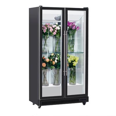 China Single-temperature Kimay Electronic Intelligent Temperature Control Upright Glass Door Flower Display Freezer for sale