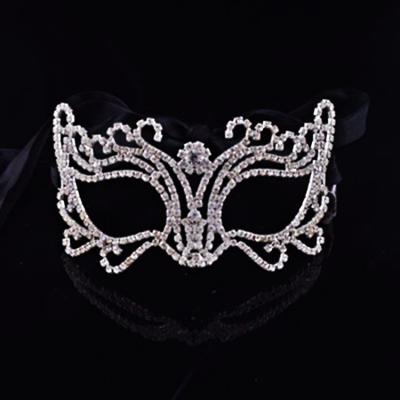 China Cheap fashion fun sexy black sliver rhinestone makeup mask female masquerade party mask for sale