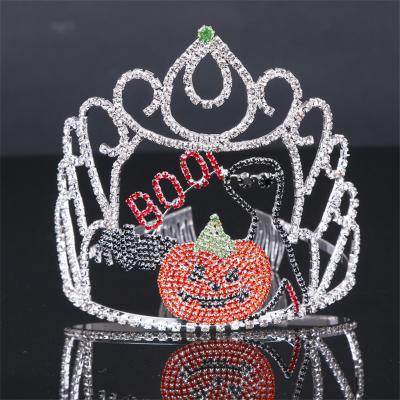 China Wholesale Custom Pageant Crystal Crown Pumpkin Rhinestone Halloween Rhinestone Tiara for sale