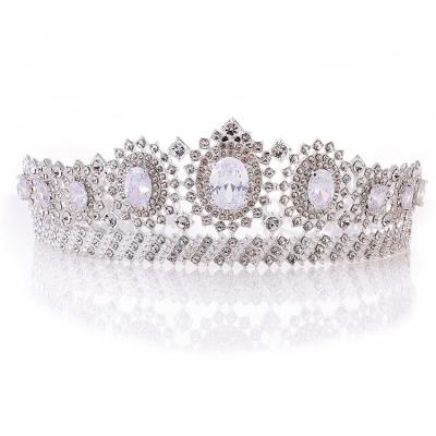 China Fashionable Elegant Queen Tiara Jewelry Vintage Wedding Zirconia Crown Luxury Bridal Hair Accessories Wedding Hair Crown for sale