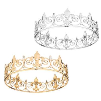 China Custom Made Head King and Queen Tiara Diamond African Alloy Metal Crown Men for sale