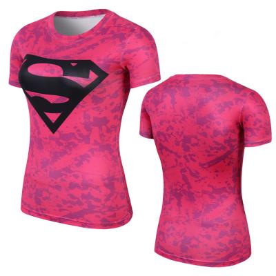 China Wholesale Women Compression Short Sleeve Anti-pilling Marvel Superhero Tight Fit T-shirt for sale