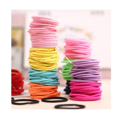 China Headware 100pcs/lot 3CM Cute Hair Holder Ponytail Girl Elastic Hair Band Cute Thin Elastic Hair Accessories For Kids Colorful Hair Ties for sale