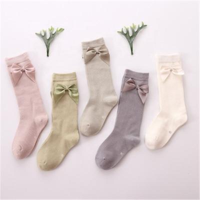 China Antibacterial Baby Socks Knee High With Bows Baby Princess Socks Long Tube Kids Leg Warmer Socks 1-8Y for sale