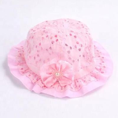 China breathable & Bowknot 1Pcs Baby Girls Bucket Hat Waterproof Hollow Summer Infant Cotton Flower Lace Flower Sun Hat Infant Sun Hat for sale