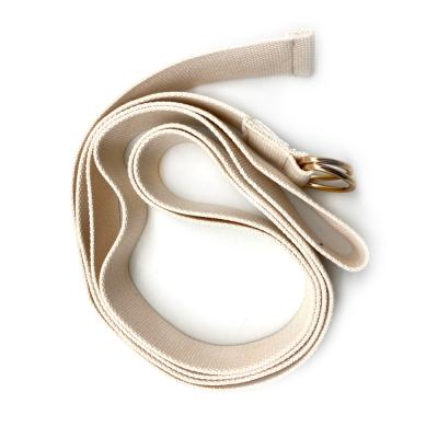 China White 100% Cotton Yoga Strap With Metal Type D Buckle CYS250003 for sale