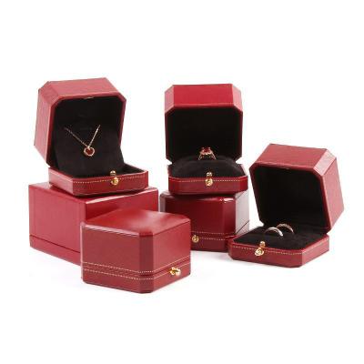 China High Quality Ring Box Pedant Box High End Custom PU Jewelry Packaging Black Leather Box With Logo for sale