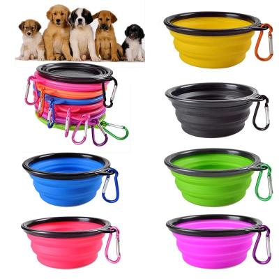 China Portable Folding Dog Feeder Logo Luxury Designer Pet Dogs Cat Food Bowls Water Bottle Custom Plastic Bowl Viable Travel for sale