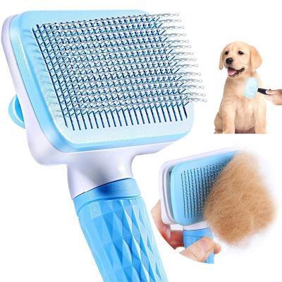 China Wholesale Dog Cat Comb Removes Tangles Self Hair Brush Stocked Cleaning Fur Throwing Tool Button Self Self Cleaning Mold Polisher Easy Brush for sale