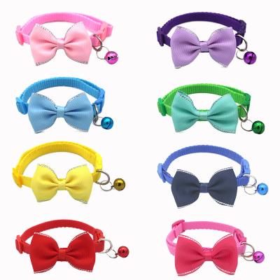 China Cat Collars Cute Butterfly Knot Bell Candy Color Pet Stocked Nylon Strap Safety Buckle Pet Dog Puppy Small Adjustable Pendant for sale