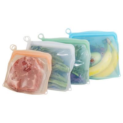 China 2021 New Viable Fresh Silicone Food Storage Bags Reusable Leakproof Bag Containers For Vegetables Travel Makeup Bags for sale