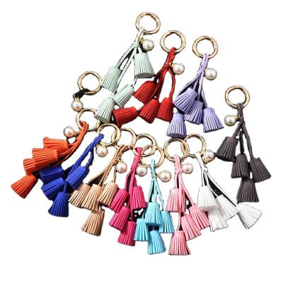 China Luxury Cute Car Key Chain Key Chain Tassel Key Chains PU Leather Pearl Key Chain Pendant For Ladies Girls Bag Charm Accessories Metal Key Rings car for sale