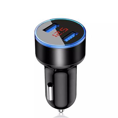 China Wholesale High Speed ​​USB Car Charger Smart Phone USB Adapter Mobile Phone Charger Dual Port Digital LED Display Voltmeter Fast Charging for sale