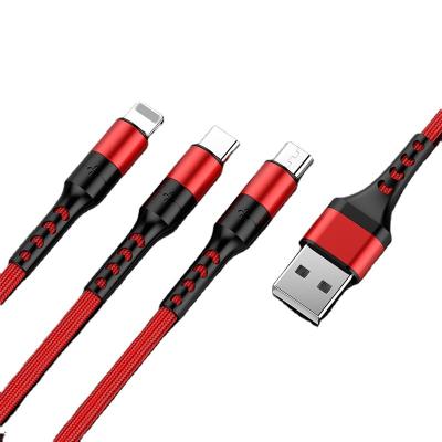 China Hot Sale 3 Speed ​​Data In1 Fast Charging USB Cable For iPhone USB Charger Android Fast Charging Nylon Cable For Type-C Smartphones Samsung Charger for sale