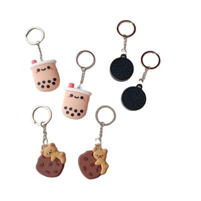 China Shockproof Cute Bubble Cartoon Milk Tea Soft Silicone Case For Airtags Cookies Support Anti-lost Landmark Tracker Key Chain Cover Device for sale