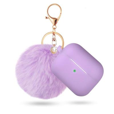 China Lovely Cute Soft Silicone Wireless Cover For Airpods Pro Cases With Pompom Furball Accessories For Women Girls for sale