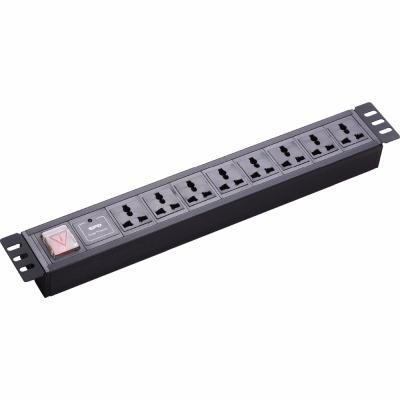 China Residential/General Purpose 1.5UA 8Way Multiple Aluminum Alloy With Overload Switch Rack PDU for sale