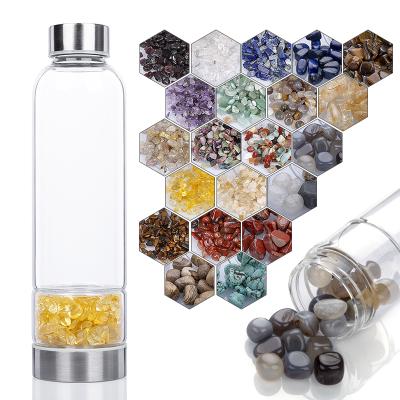 China Small Caliber Stocked Hot Sale Water Bottle Crystal Stone Glass Water Bottle for sale