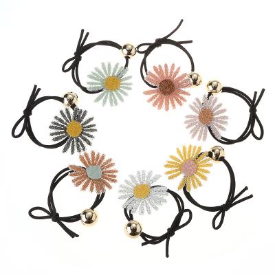 China Wholesale Daisy Flower Crystal Girl Hair Decoration Band Hair Ties Head Wear Hair Tie Girl Hair Accessories Striped for sale