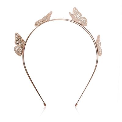 China Metal Alloy Butterfly Forest Korean Hair Band Female Fashion Double Super Fairy Hair Band for sale