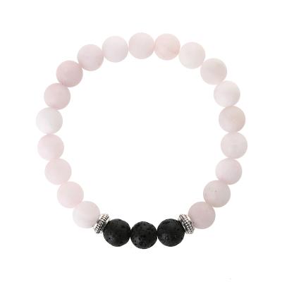 China Hot Sale Casual/Sporty Jade Healing Bracelet Natural Matte Pink Quartz Lava Gemstone Bracelet Beads Bracelet for sale