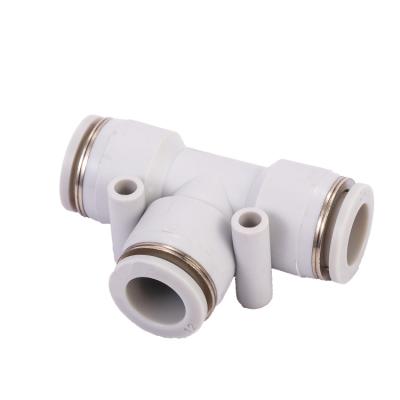 China Machinery Repairs Workshop KKZPC PE Tee Pneumatic Fittings Push In Quick Joint Connector Brass Fitting for sale