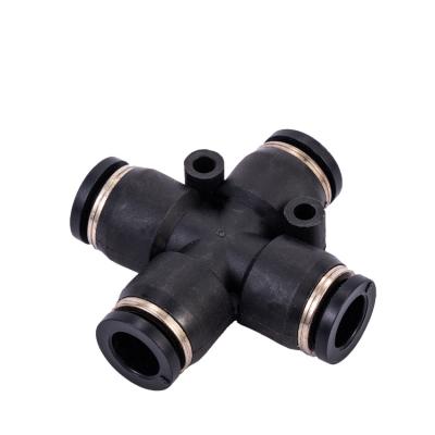 China Cross Way Plastic Pneumatic Push In Machinery Repair Shops PZA 4 Fitting Connector Air Hoses Hose Fitting for sale