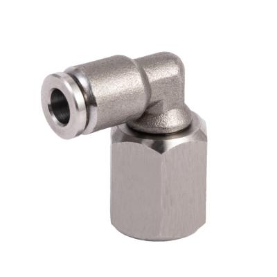 China Machinery Repairs Workshop PLF Form Spot Steel Nickel Plated Brass Push To Connect 90 Degree Fit Female Elbow Pneumatic Fitting for sale