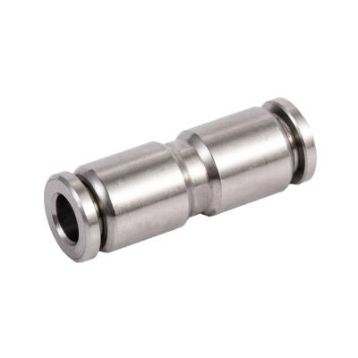 China Machinery Repairs Workshop Pneumatic Straight Push In PU Stainless Steel Air Duct Hose Fitting Unions Quick Fitting Connector for sale