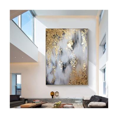 China Modern Practical Handmade Gold Foil Artwork Abstract Art Oil Painting Canvas Wall Painting For Living Room Modern Wall Paintings for sale