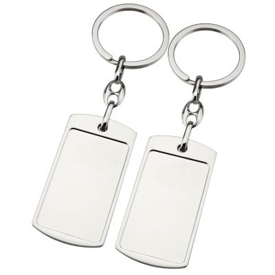 China Customization SmallOrders RF29 creative white simple metal hotel car number pendant double-sided logo key chain promotional key chain for sale