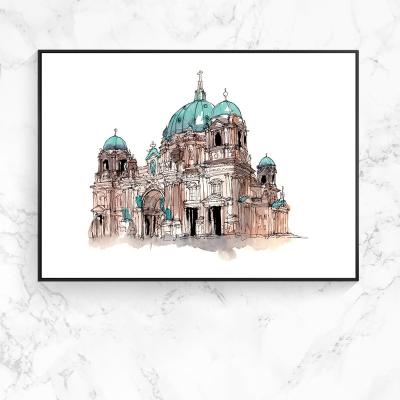 China New Classical Architecture Hotel Gift Living Room Painting Home Wall Art Classic/Postmodern Abstract Famous Relics Of Middle Ages for sale