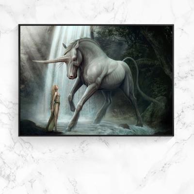 China New European classic/postmodern modern classic style home living room abstract unicorn mythology decorative painting hotel for sale