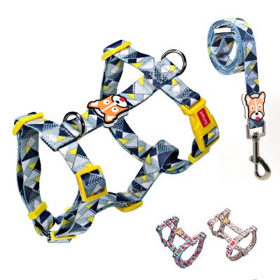 China Colorful Cat/Dog Dog Harness Set Breathable Cat Leash Set Cool Pet Leash Collar Set for sale