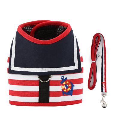 China High Quality Fashion Stripe Design Cat/Dog Pet Clothes Comfortable Harness Vest Set Harness For Dog And Cat With Leash for sale