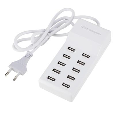 China Smart 10 Fast Ports Mobile Phone Charger USB Array Socket 5V 2A Multi-ports Travel Adapter Charger USB Charging Charger for sale