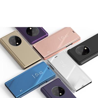 China Protection and Decoration Clear Vision Plated Mirror Flip Leather Case for One Plus 7t One Plus 7 Pro for sale