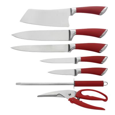 China Sustainable Professional Kitchen Knives K0417 7 Piece Rubber TPR Handle Knife Set for sale