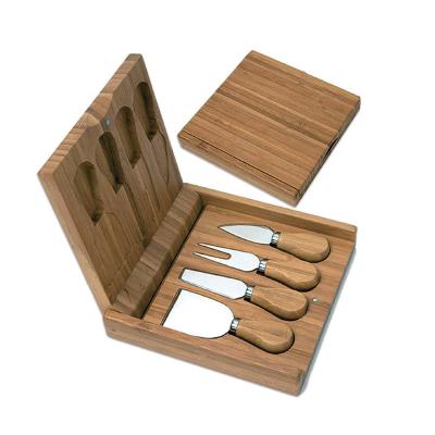 China Sustainable Cheese Board Stainless Steel Cheese Knife Set With Wooden Box for sale