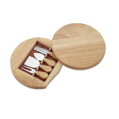 China Sustainable Stainless Steel Cheese Board Gift Set Acacia Wood Cheese Board and Knife Set for sale