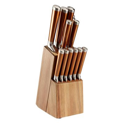 China K0418 Senpin 12pcs Viable Kitchen Knife With Stand Stainless Steel Knife Block Set for sale