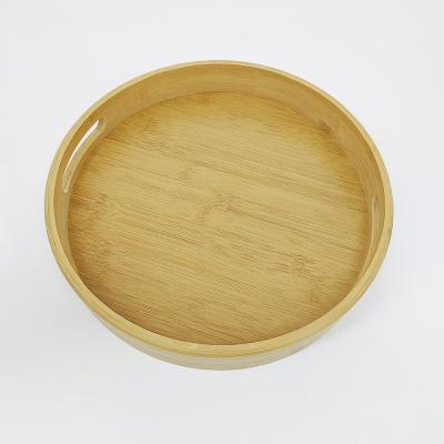 China To Cut Circular Bamboo Serving Tray Vegetable Panel Bamboo Serving Tray Bamboo with Handles for sale