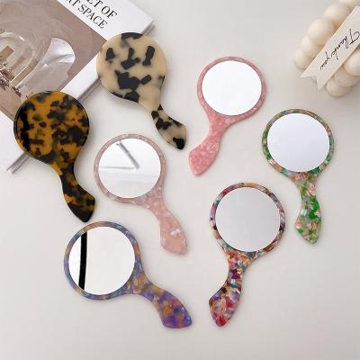 China Traditional Ziming Ins Hot Mirror Decoration Vintage Small Make Up Mirror Tortoise Acetate Daily Life Hand Bag Make Up Mirror For Girls for sale