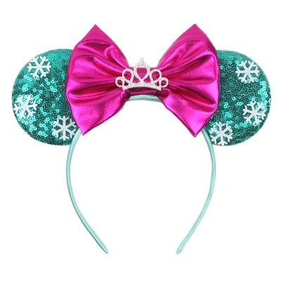 China Hot Selling Ziming Statistical Institute Ziming Kids Snowflake Mouse Ears Headband Sequins Bow Headband for sale