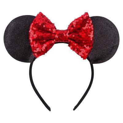 China Ziming Glitter Mouse Ears Kids Headband Sequins Bows Headband Children Festival DIY Party Headband for sale