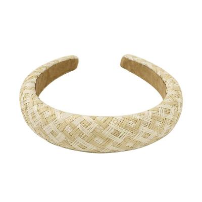 China Hair Decoration New Customized Designed Mixed Raffia Ziming Colors Braided Plaid Pattern Sponge Under Wide Headband Hair Wear Accessories for sale